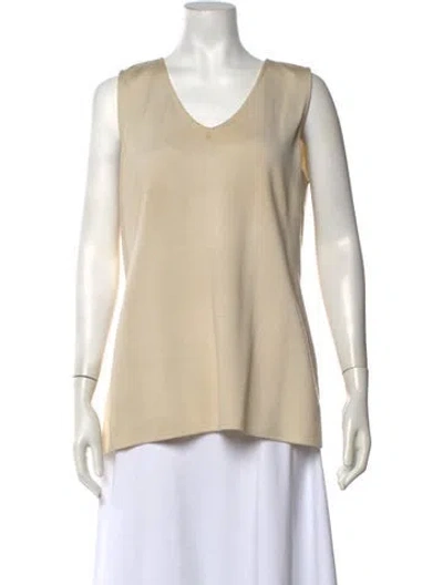 Pre-owned St John V-neck Sleeveless Top In Neutrals