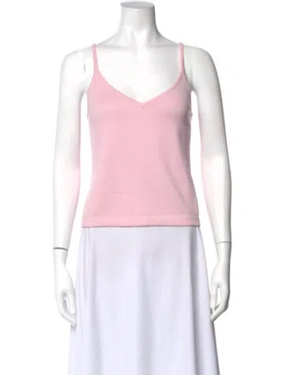 Pre-owned St John V-neck Sleeveless Top In Pink