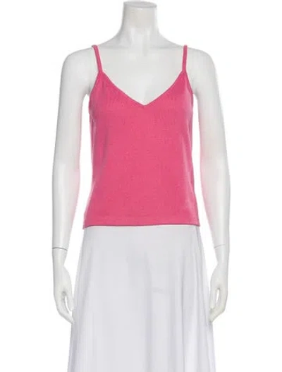 Pre-owned St John V-neck Sleeveless Top In Pink