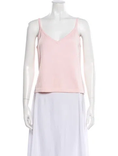 Pre-owned St John V-neck Sleeveless Top In Pink
