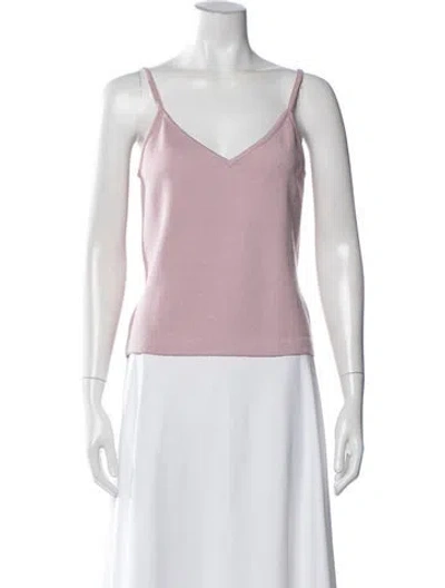 Pre-owned St John V-neck Sleeveless Top In Pink