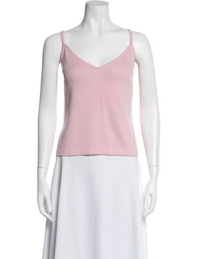 Pre-owned St John V-neck Sleeveless Top In Pink
