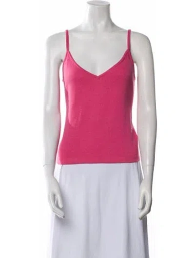 Pre-owned St John V-neck Sleeveless Top In Pink