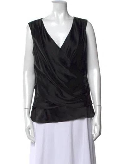 Pre-owned St John V-neck Sleeveless Top W/ Tags In Black