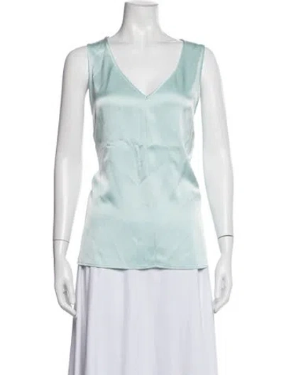 Pre-owned St John V-neck Sleeveless Top W/ Tags In Blue