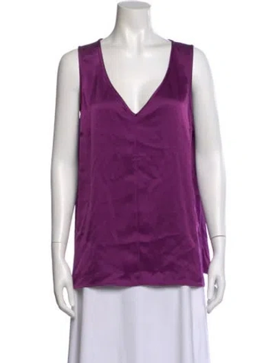 Pre-owned St John V-neck Sleeveless Top W/ Tags In Purple