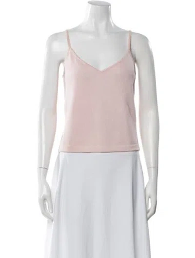 Pre-owned St John V-neck Sleeveless Top In White