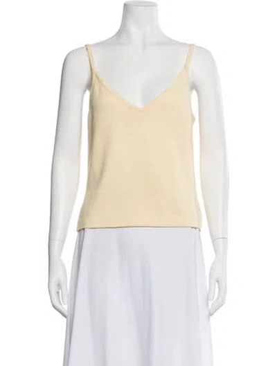 Pre-owned St John V-neck Sleeveless Top In Yellow