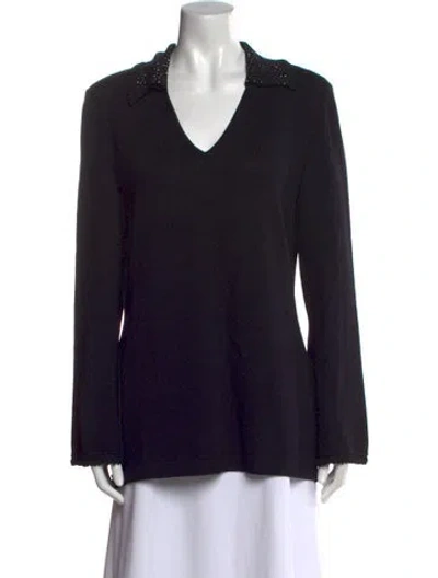 Pre-owned St John V-neck Sweater In Black