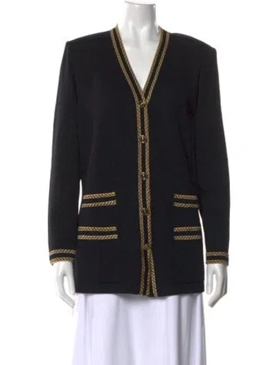 Pre-owned St John V-neck Sweater In Black