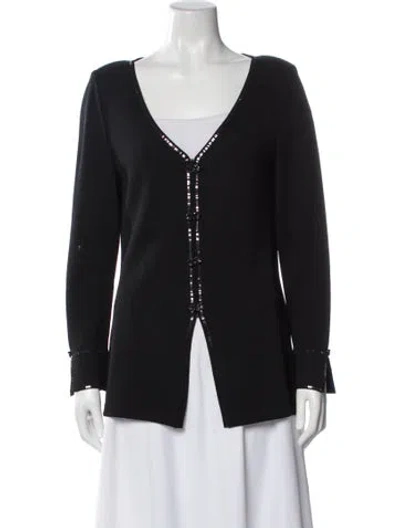 Pre-owned St John V-neck Sweater In Black