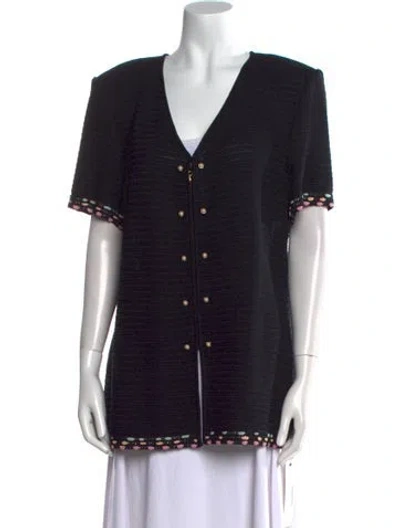 Pre-owned St John V-neck Sweater In Black