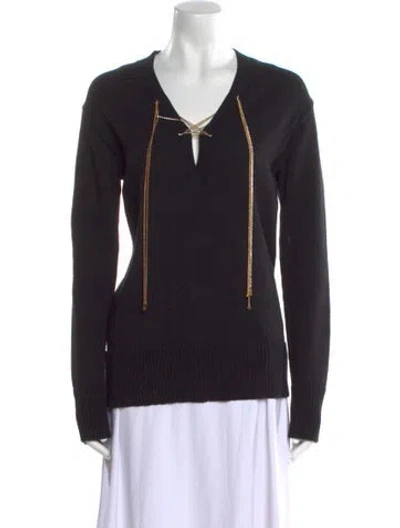 Pre-owned St John V-neck Sweater In Black
