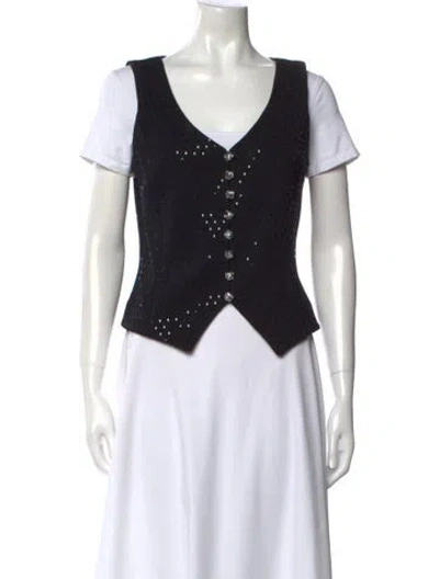 Pre-owned St John V-neck Sweater In Black