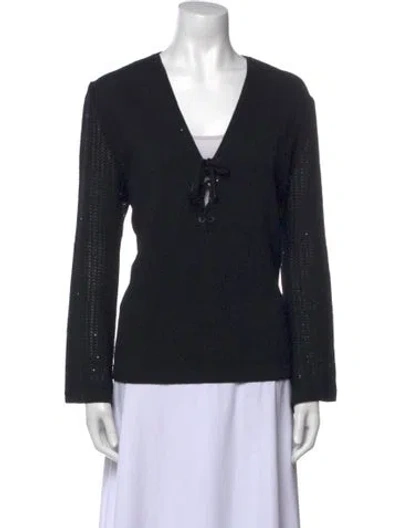 Pre-owned St John V-neck Sweater In Black
