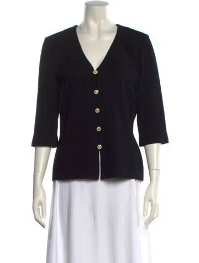 Pre-owned St John V-neck Sweater In Black