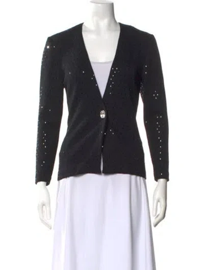 Pre-owned St John V-neck Sweater In Black