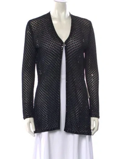 Pre-owned St John V-neck Sweater In Black