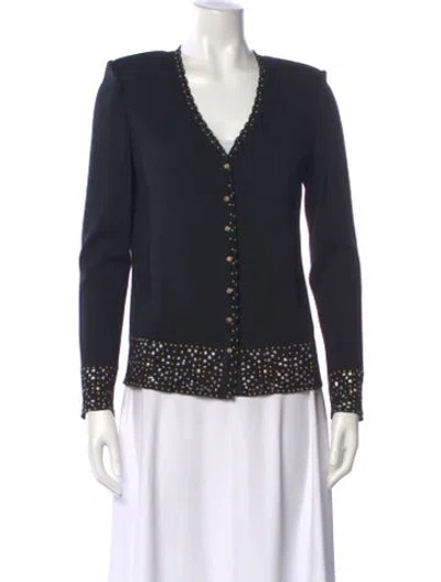 Pre-owned St John V-neck Sweater In Black