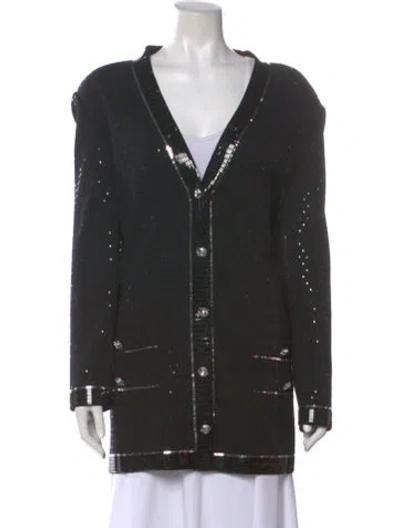 Pre-owned St John V-neck Sweater In Black