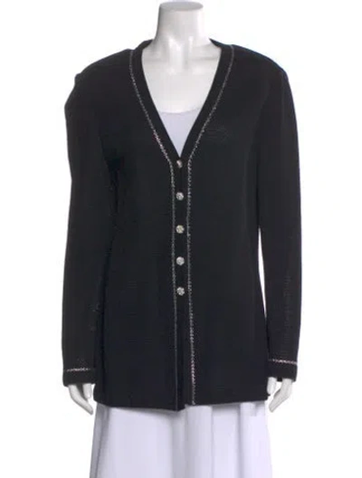 Pre-owned St John V-neck Sweater In Black