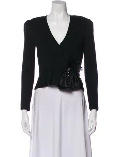 Pre-owned St John V-neck Sweater In Black