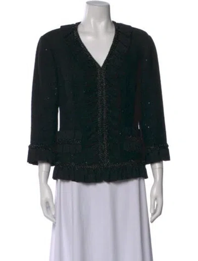 Pre-owned St John V-neck Sweater In Black
