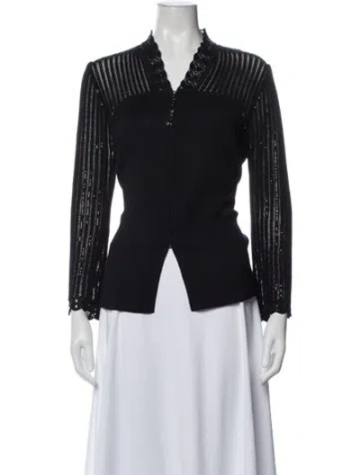 Pre-owned St John V-neck Sweater In Black