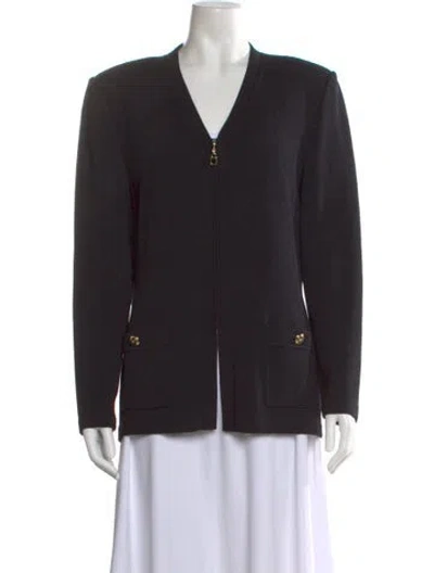 Pre-owned St John V-neck Sweater In Black