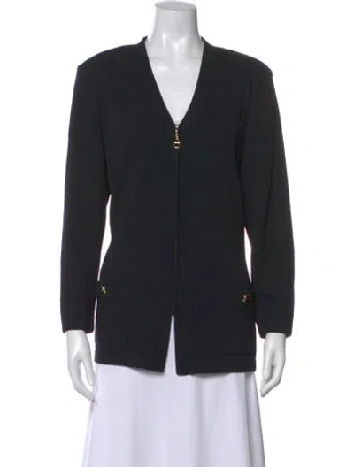 Pre-owned St John V-neck Sweater In Black