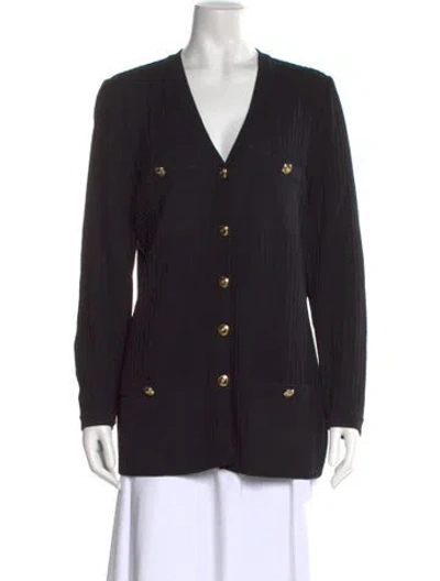 Pre-owned St John V-neck Sweater In Black