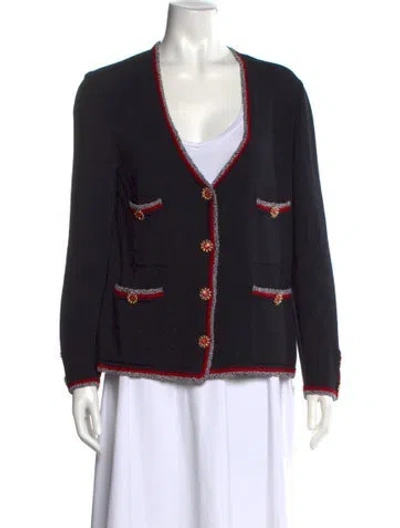 Pre-owned St John V-neck Sweater In Black