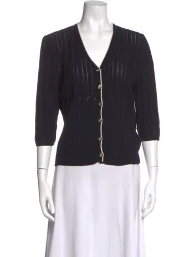 Pre-owned St John V-neck Sweater In Black