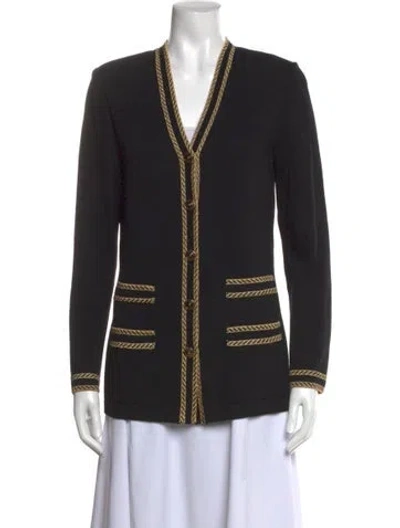 Pre-owned St John V-neck Sweater In Black