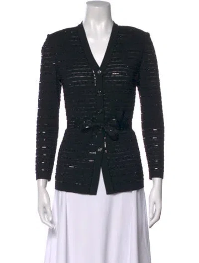 Pre-owned St John V-neck Sweater In Black