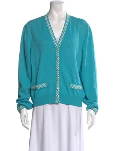 Pre-owned St John V-neck Sweater In Blue