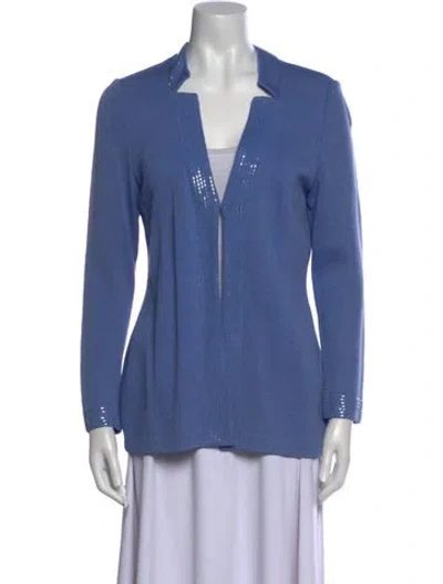 Pre-owned St John V-neck Sweater In Blue