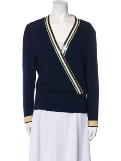 Pre-owned St John V-neck Sweater In Blue