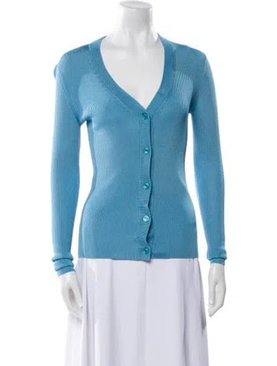 Pre-owned St John V-neck Sweater In Blue