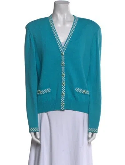 Pre-owned St John V-neck Sweater In Blue