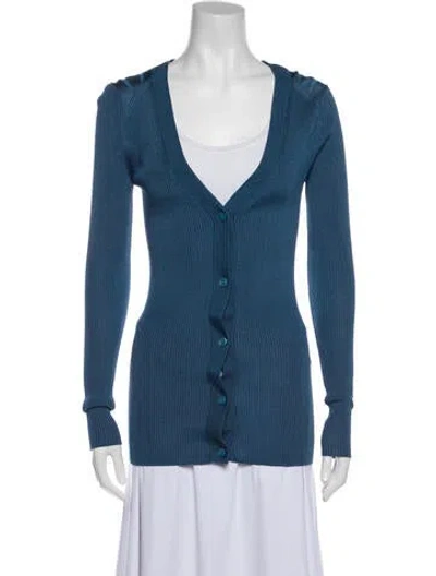 Pre-owned St John V-neck Sweater In Blue