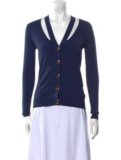 Pre-owned St John V-neck Sweater In Blue