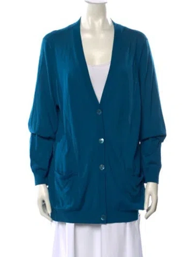 Pre-owned St John V-neck Sweater In Blue