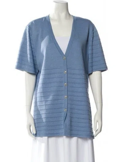 Pre-owned St John V-neck Sweater In Blue