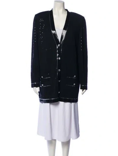 Pre-owned St John V-neck Sweater In Blue