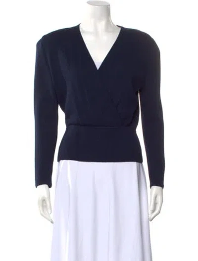 Pre-owned St John V-neck Sweater In Blue