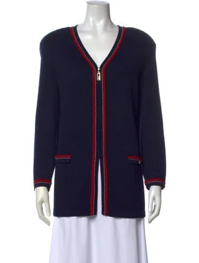 Pre-owned St John V-neck Sweater In Blue