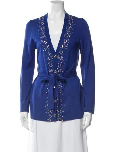 Pre-owned St John V-neck Sweater In Blue