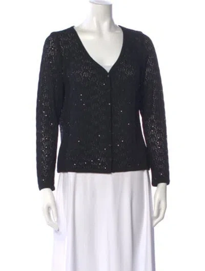 Pre-owned St John V-neck Sweater In Blue