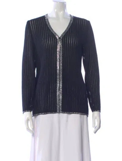 Pre-owned St John V-neck Sweater In Blue